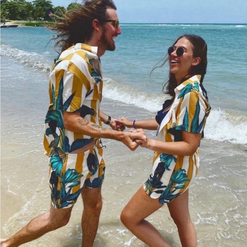 Tropical Leaf Print Matching Set